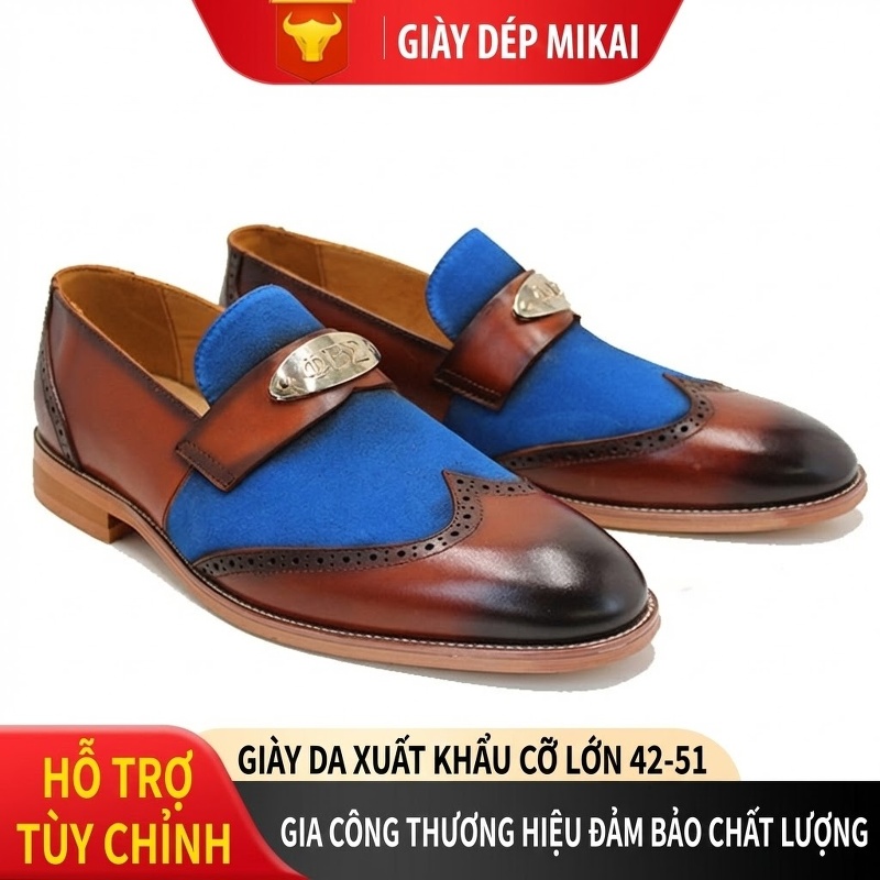 Giày Lười Nam Da Bò Phối Màu Chiều Cao Đế Khoảng 3cm Màu Nâu, Xanh, Trắng, Đen...