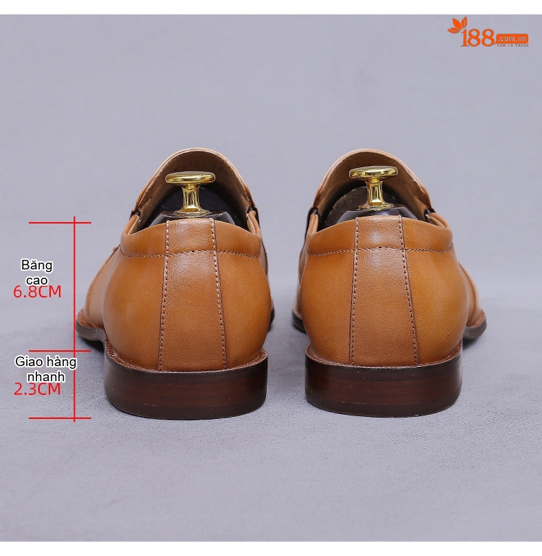 Giày Lười Nam Da Bò Phong Cách Anh Chiều Cao Đế Khoảng 3cm Màu Nâu, Đen chi tiết 17
