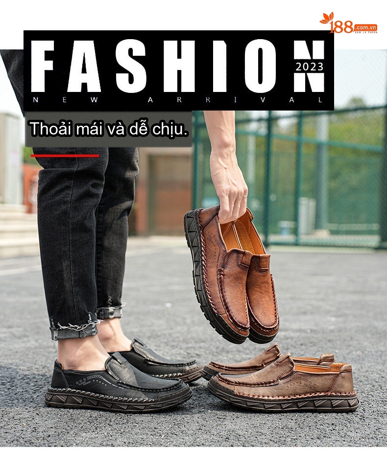 Giày Lười Nam Da Bò Retro Thủ Công Chiều Cao Đế Khoảng 3cm Màu Nâu, Đen chi tiết 5