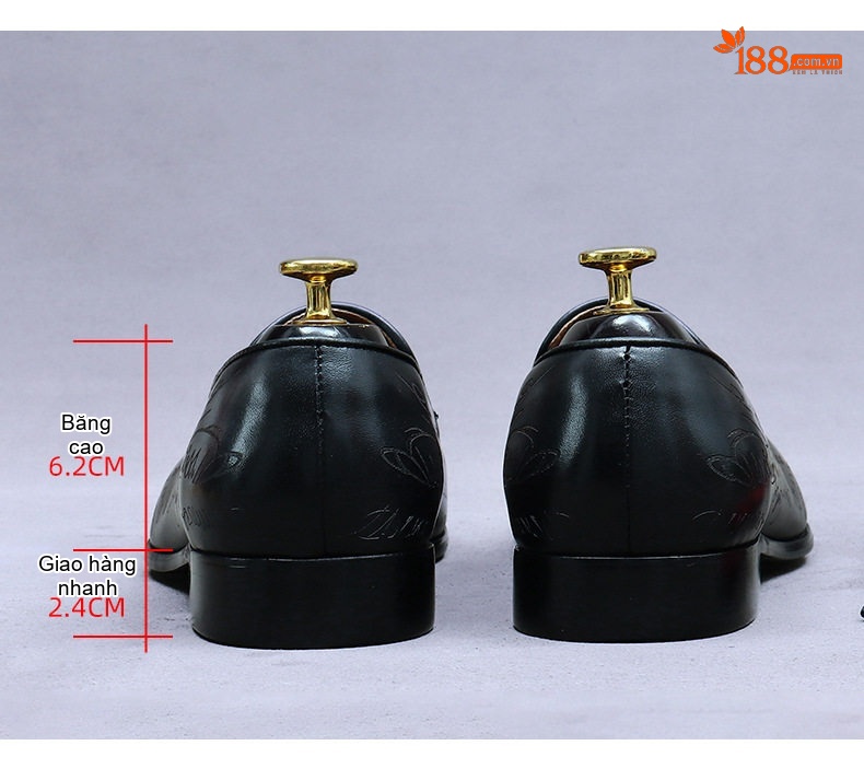 Giày Lười Nam Da Bò Thật Họa Tiết Chiều Cao Đế Khoảng 2cm Màu Nâu, Đen chi tiết 10