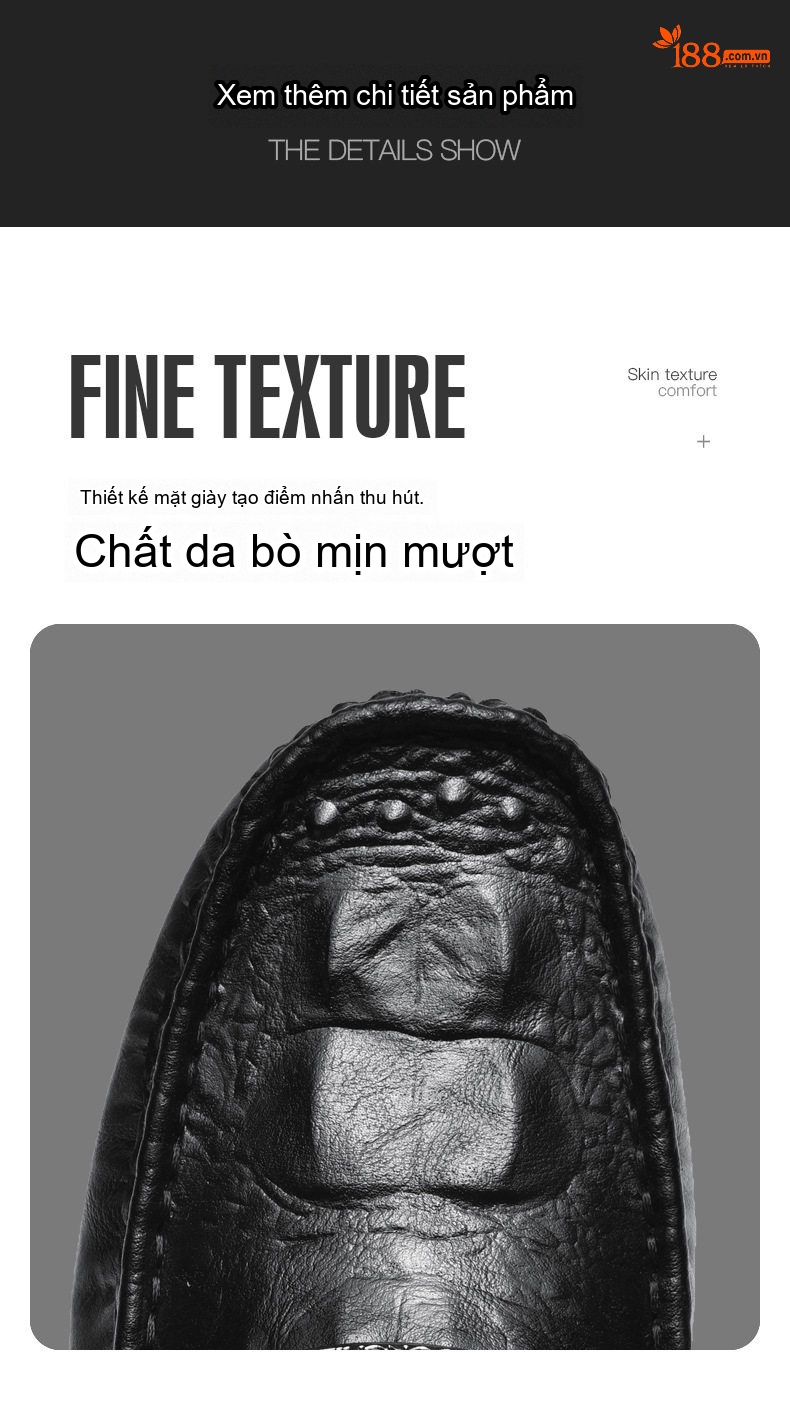 Giày Lười Nam Da Bò Vân Cá Sấu Chiều Cao Đế Khoảng 2cm Màu Đen, Nâu chi tiết 7