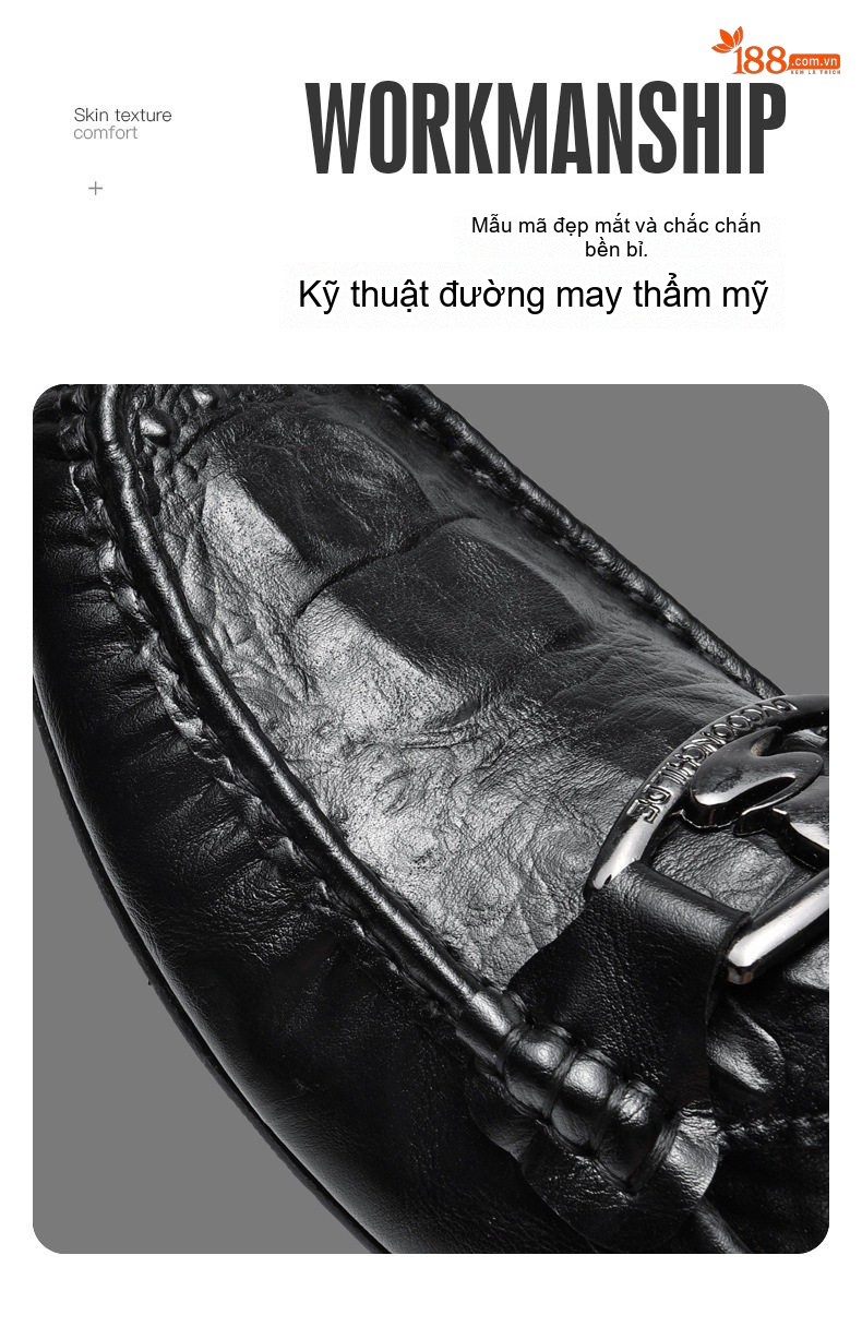 Giày Lười Nam Da Bò Vân Cá Sấu Chiều Cao Đế Khoảng 2cm Màu Đen, Nâu chi tiết 9