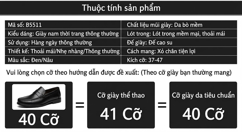 Giày Lười Nam Da Bò Vân Cá Sấu Chiều Cao Đế Khoảng 2cm Màu Đen, Nâu chi tiết 4