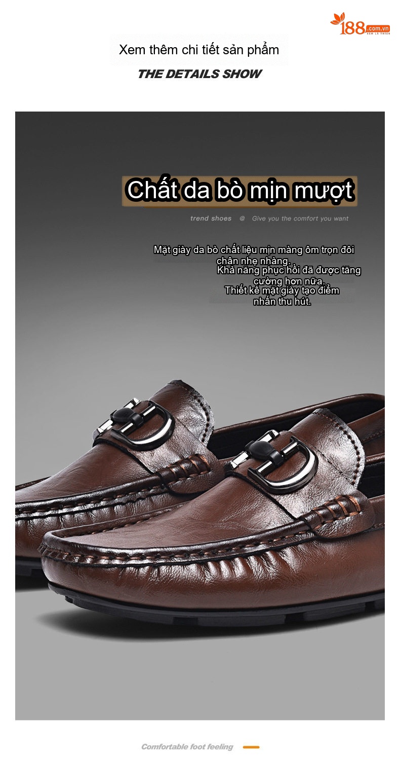 Giày Lười Nam Da Bò Vân Cá Sấu Chiều Cao Đế Khoảng 2cm Màu Đen, Nâu chi tiết 8