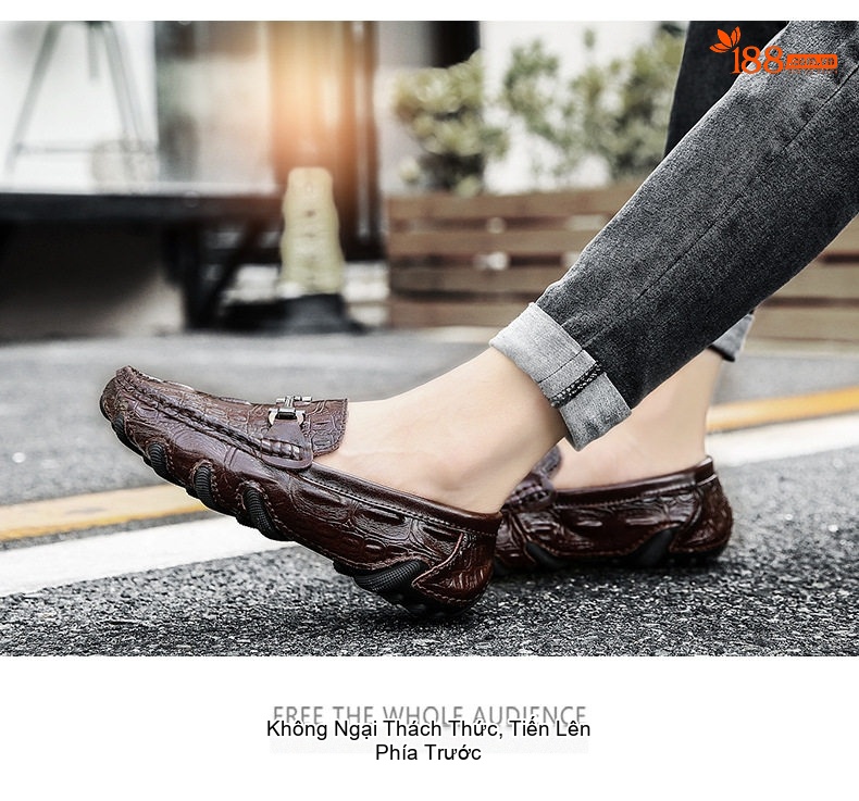 Giày Lười Nam Da Bóng Chiều Cao Đế Khoảng 2cm Màu Đen, Nâu chi tiết 8