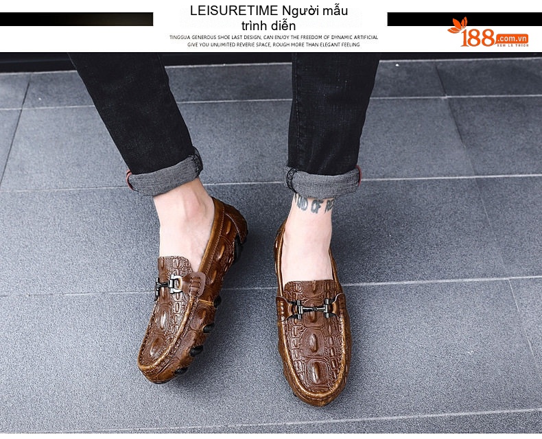 Giày Lười Nam Da Bóng Chiều Cao Đế Khoảng 2cm Màu Đen, Nâu chi tiết 15