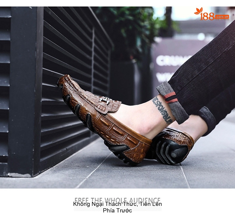 Giày Lười Nam Da Bóng Chiều Cao Đế Khoảng 2cm Màu Đen, Nâu chi tiết 17