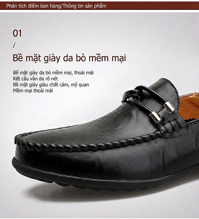 Giày Lười Nam Da Bóng Chiều Cao Đế Khoảng 2cm Màu Nâu, Đen chi tiết 5