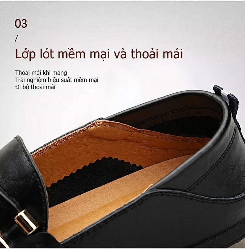 Giày Lười Nam Da Bóng Chiều Cao Đế Khoảng 2cm Màu Nâu, Đen chi tiết 7