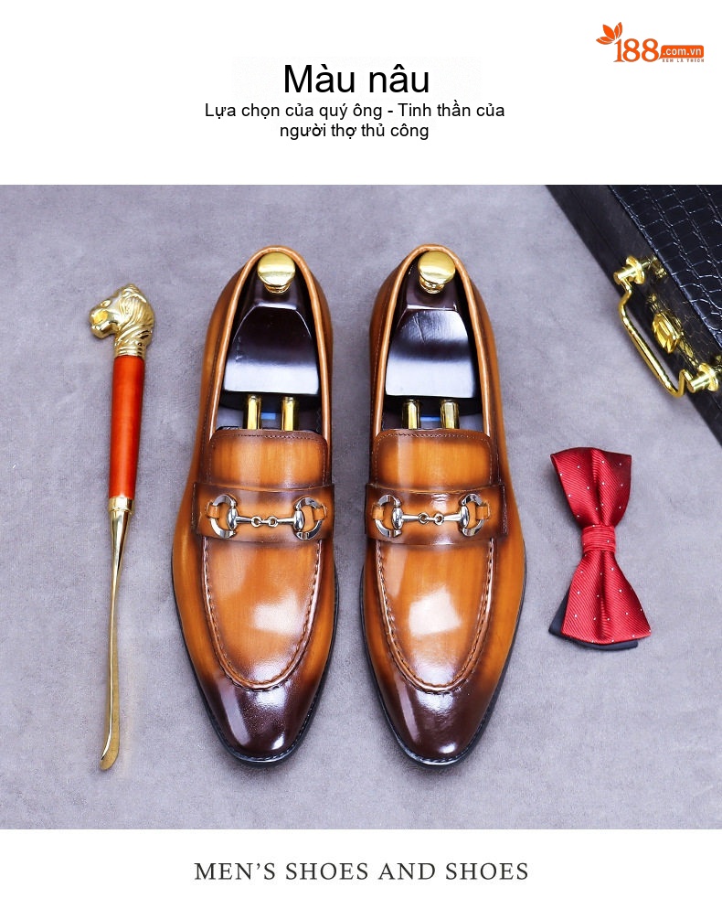 Giày Lười Nam Da Bóng Chiều Cao Đế Khoảng 3cm Màu Đen, Nâu chi tiết 11