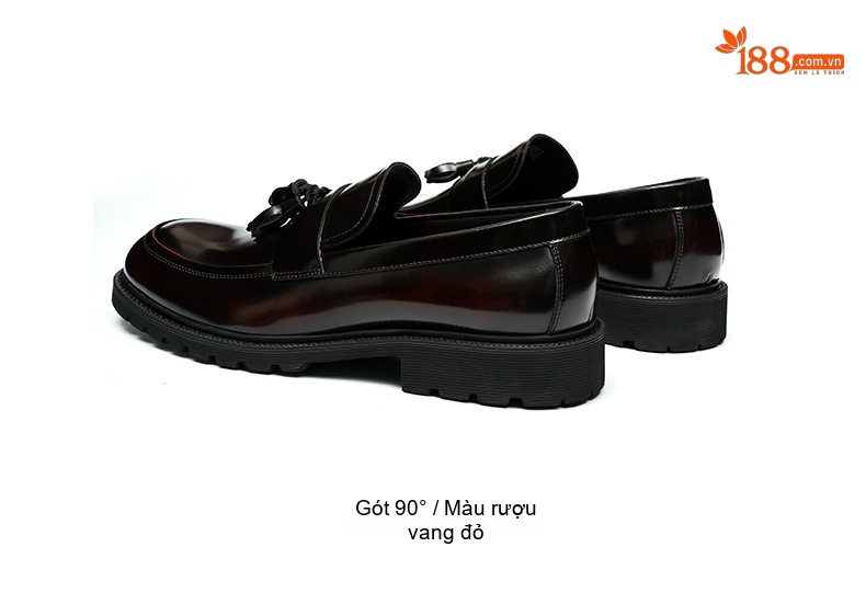 Giày Lười Nam Da Bóng Có Tua Rua Chiều Cao Đế Khoảng 4cm Màu Đen, Đỏ Rượu chi tiết 14