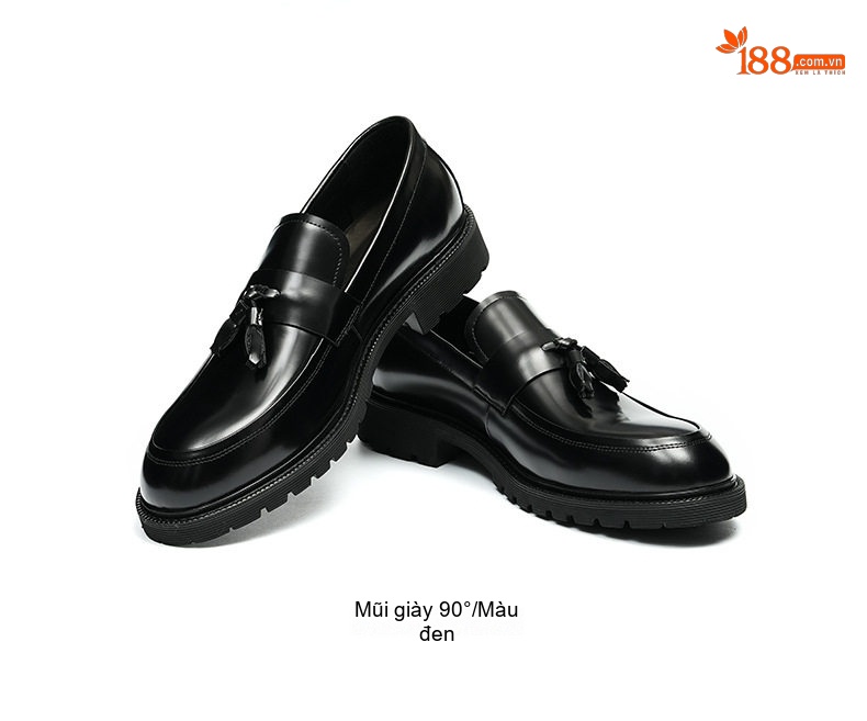 Giày Lười Nam Da Bóng Có Tua Rua Chiều Cao Đế Khoảng 4cm Màu Đen, Đỏ Rượu chi tiết 17