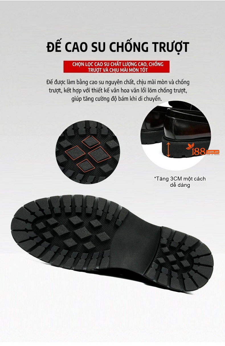 Giày Lười Nam Da Bóng Có Tua Rua Chiều Cao Đế Khoảng 4cm Màu Đen, Đỏ Rượu chi tiết 11