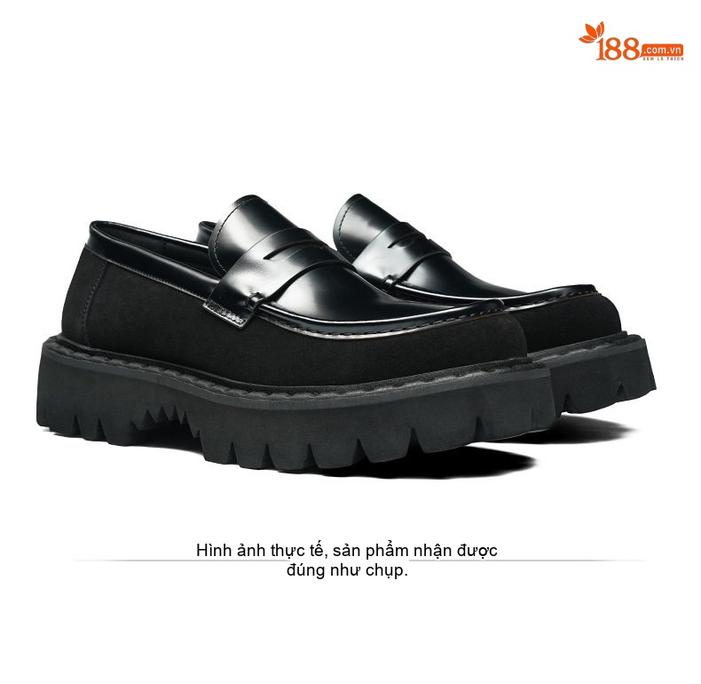 Giày Lười Nam Da Bóng Đế Dày Chiều Cao Đế Khoảng 4cm Màu Đen, Đỏ Rượu Vang chi tiết 13