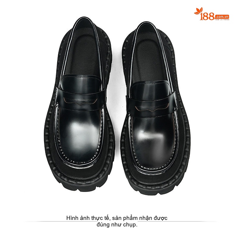 Giày Lười Nam Da Bóng Đế Dày Chiều Cao Đế Khoảng 4cm Màu Đen, Đỏ Rượu Vang chi tiết 14