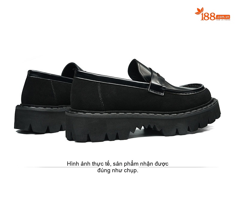 Giày Lười Nam Da Bóng Đế Dày Chiều Cao Đế Khoảng 4cm Màu Đen, Đỏ Rượu Vang chi tiết 15