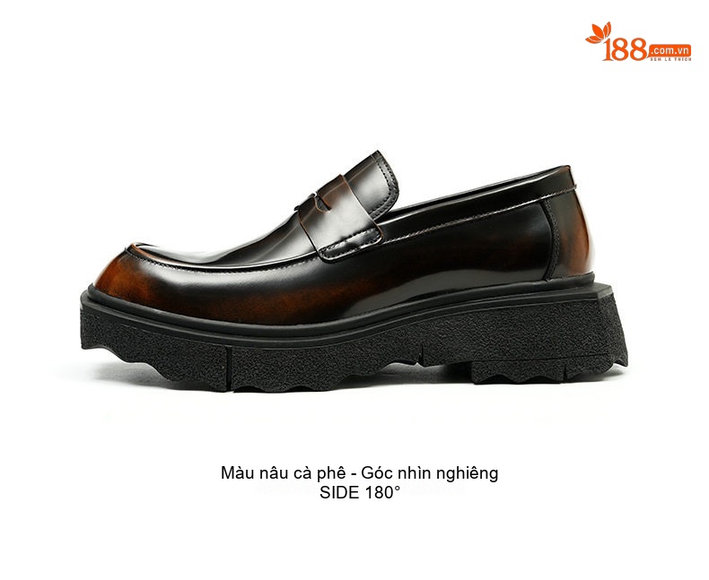 Giày Lười Nam Da Bóng Đế Dày Chống Trượt Tăng Chiều Cao Phong Cách Anh Quốc Chiều Cao Đế Khoảng 4cm Màu Đen chi tiết 11