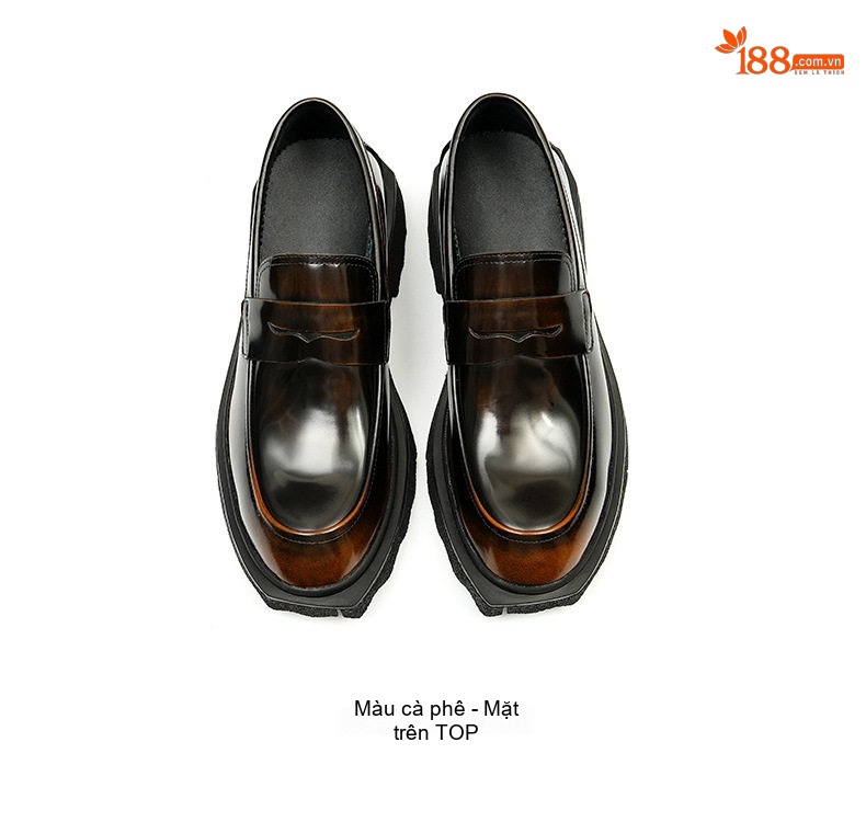 Giày Lười Nam Da Bóng Đế Dày Chống Trượt Tăng Chiều Cao Phong Cách Anh Quốc Chiều Cao Đế Khoảng 4cm Màu Đen chi tiết 12
