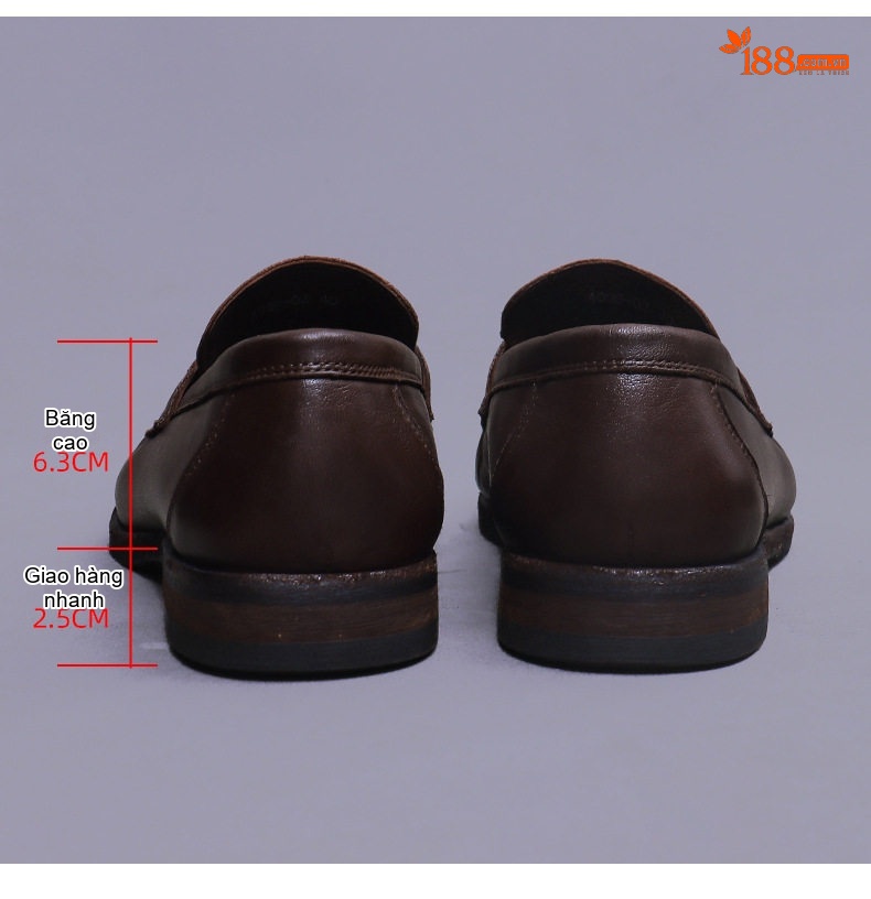 Giày Lười Nam Da Bóng Goodyear Chiều Cao Đế Khoảng 2cm Màu Nâu, Đen chi tiết 20