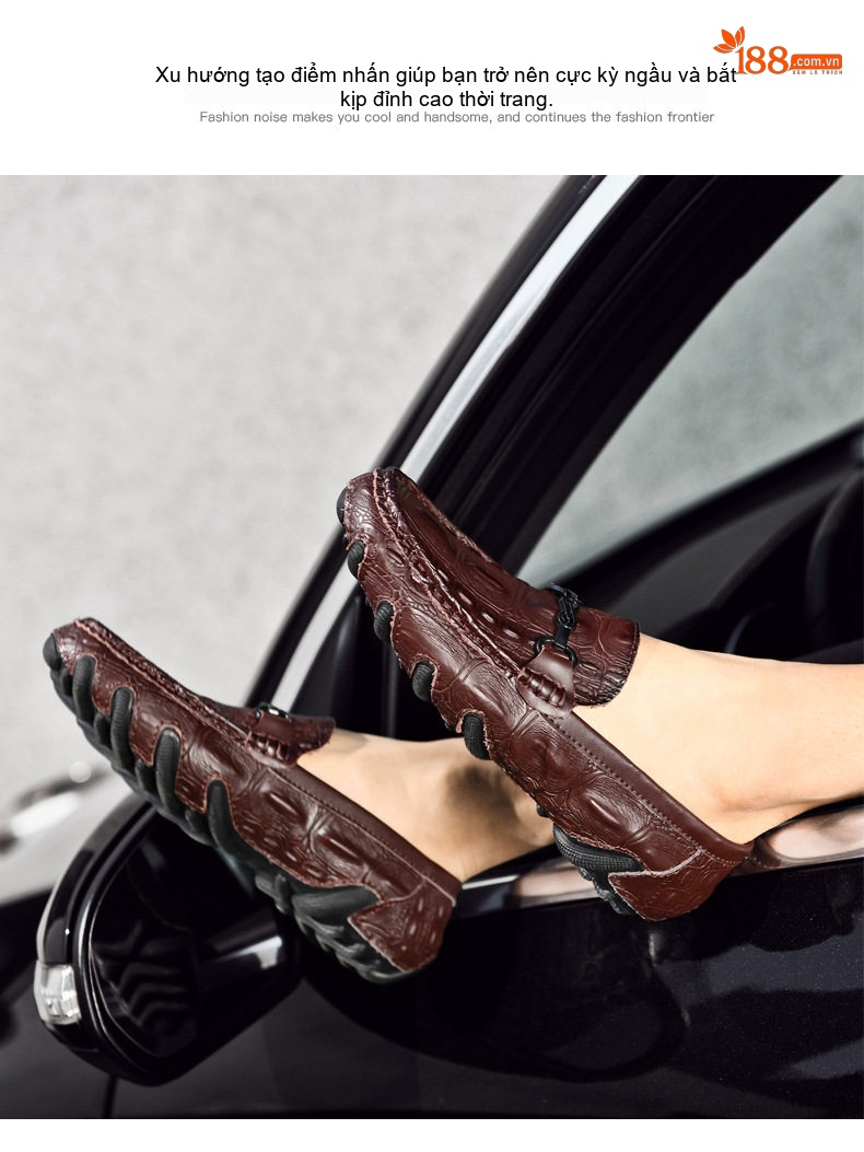 Giày Lười Nam Da Bóng Phong Cách Anh Quốc Chiều Cao Đế Khoảng 2cm Màu Đen, Nâu chi tiết 13