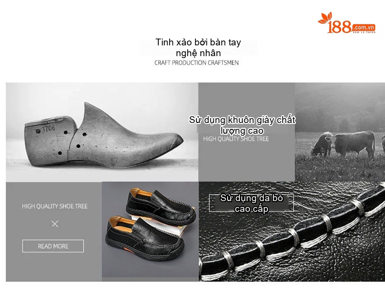 Giày Lười Nam Da Bóng Thủ Công Chiều Cao Đế Khoảng 3cm Màu Đen, Nâu chi tiết 4