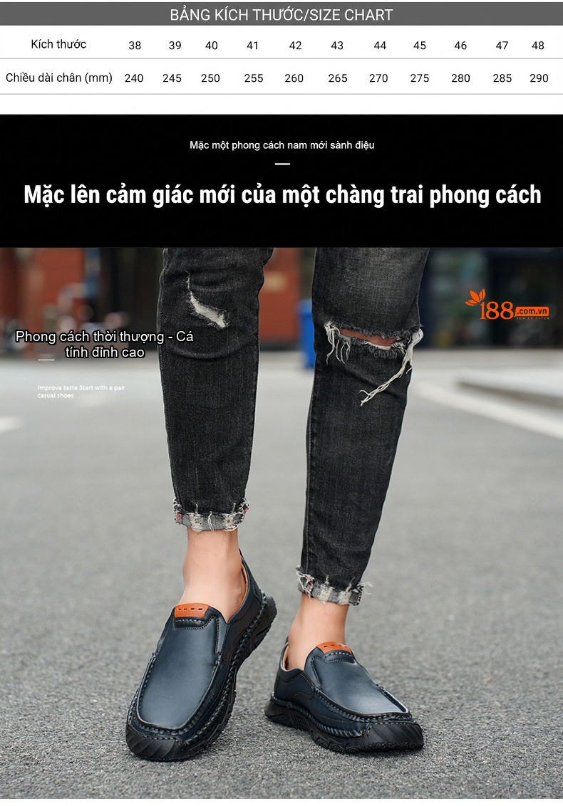 Giày Lười Nam Da Bóng Thủ Công Đế Cao 3cm chi tiết 5