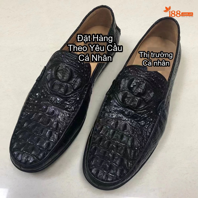 Giày Lười Nam Da Cá Sấu Chiều Cao Đế Khoảng 2cm Màu Đen chi tiết 5
