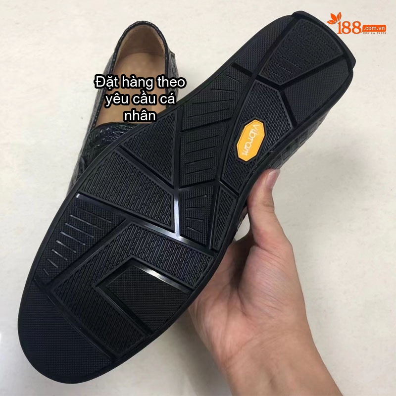 Giày Lười Nam Da Cá Sấu Chiều Cao Đế Khoảng 2cm Màu Đen chi tiết 10