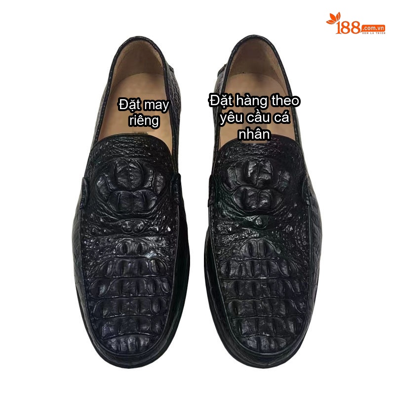 Giày Lười Nam Da Cá Sấu Chiều Cao Đế Khoảng 2cm Màu Đen