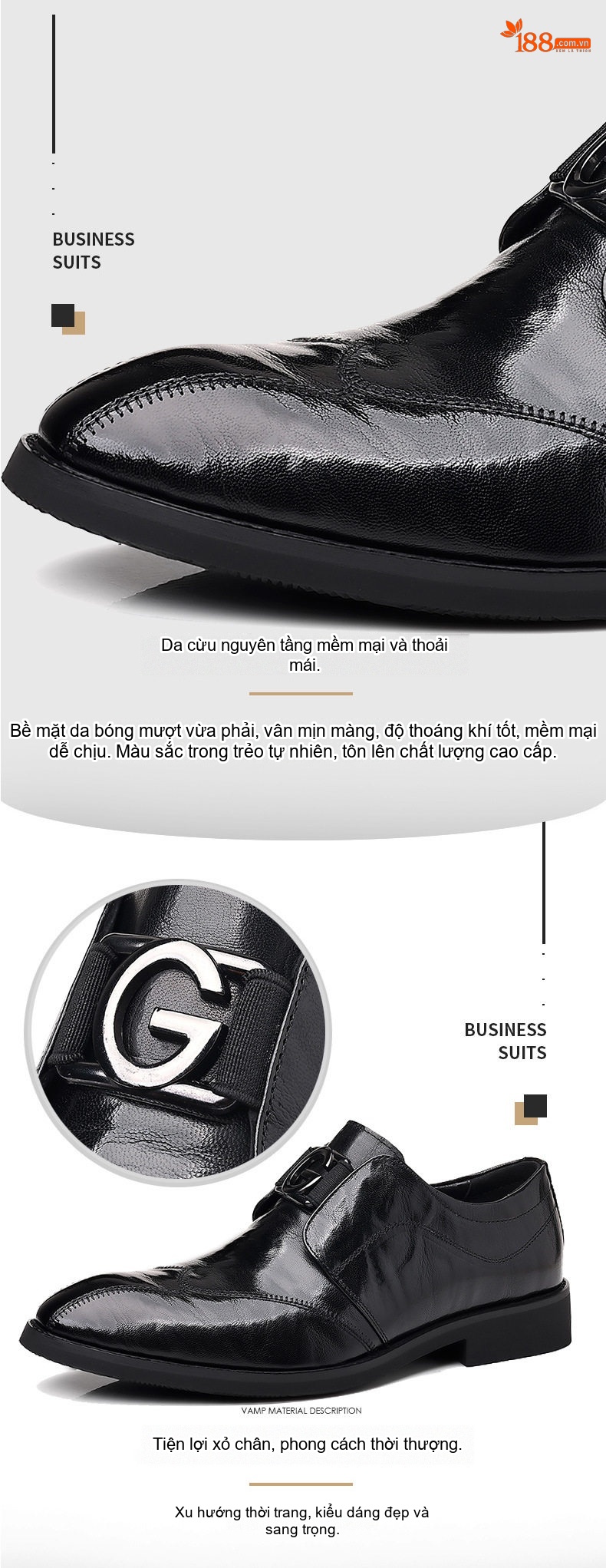 Giày Lười Nam Da Cừu Cao Cấp Chiều Cao Đế Khoảng 3cm Màu Đen chi tiết 6