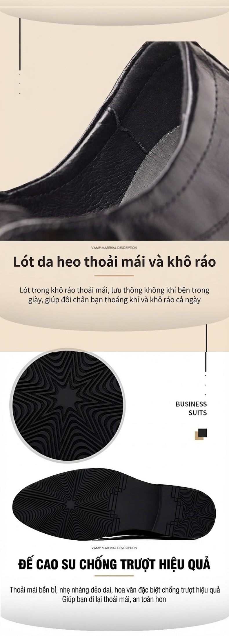 Giày Lười Nam Da Cừu Cao Cấp Chiều Cao Đế Khoảng 3cm Màu Đen chi tiết 7