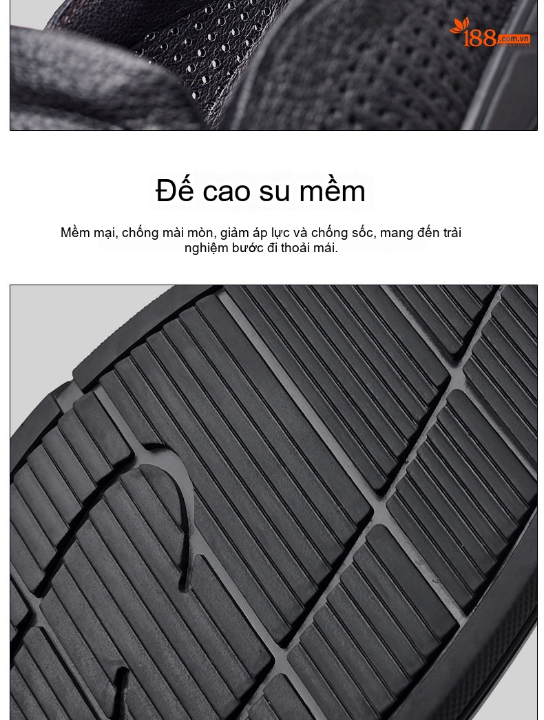Giày Lười Nam Da Cừu Đục Lỗ Thoáng Khí Chiều Cao Đế Khoảng 3cm Màu Đen chi tiết 11