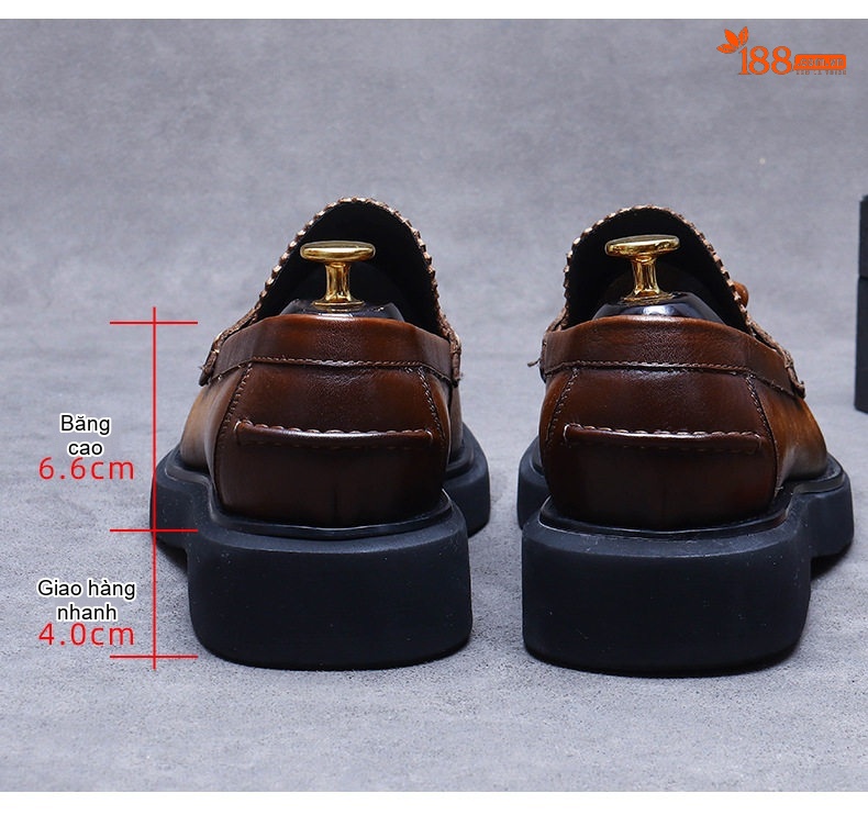 Giày Lười Nam Da Mềm Chiều Cao Đế Khoảng 3cm Phong Cách Anh Quốc Màu Nâu, Đen chi tiết 15