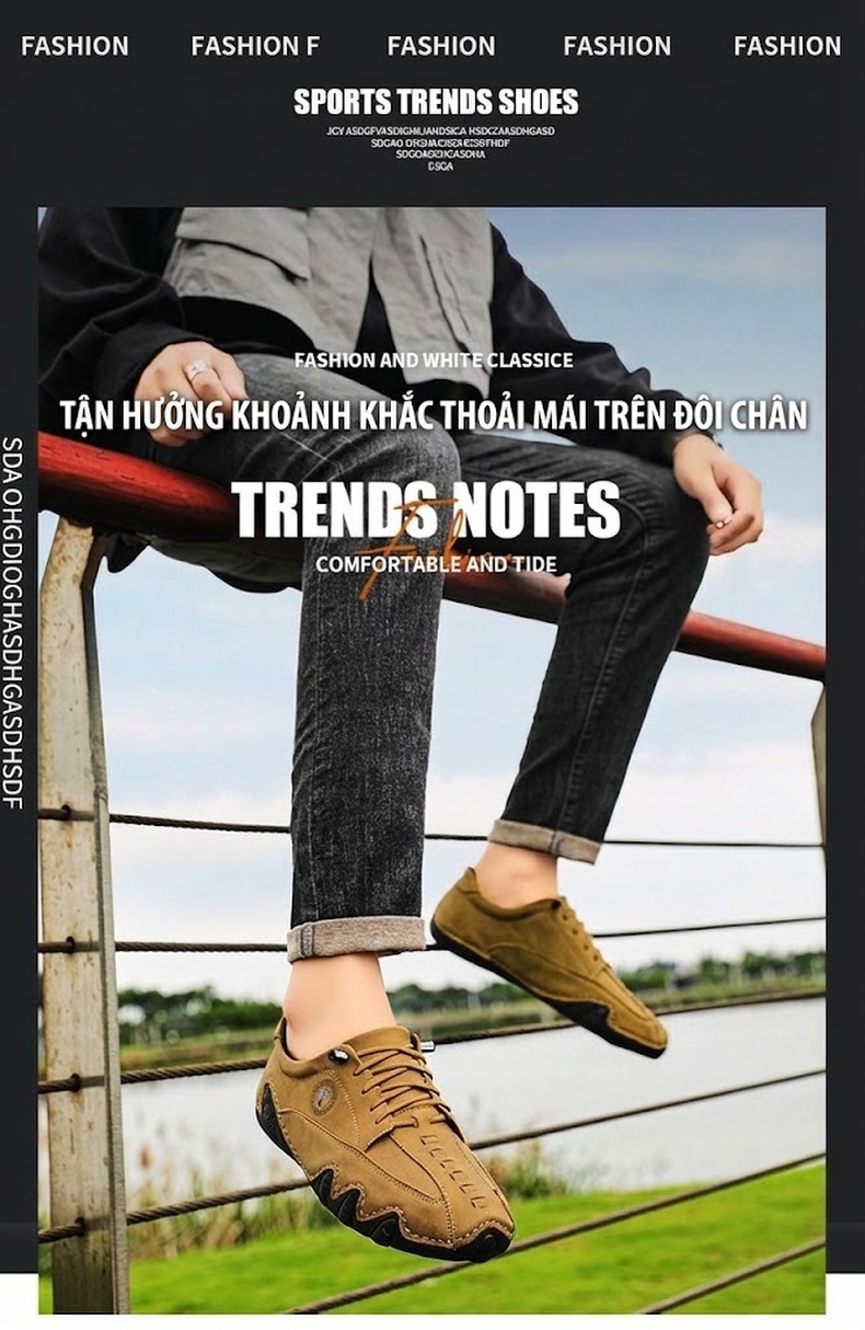 Giày Lười Nam Da Mờ Chiều Cao Đế Khoảng 2cm Màu Xám, Xanh Lá, Trắng, Nâu chi tiết 1