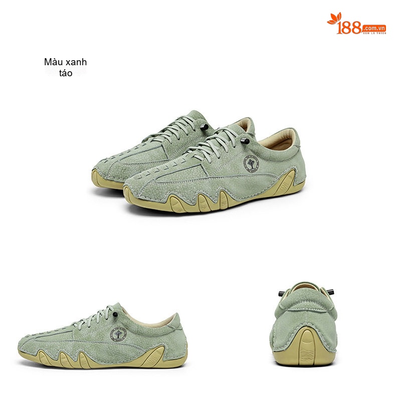 Giày Lười Nam Da Mờ Chiều Cao Đế Khoảng 2cm Màu Xám, Xanh Lá, Trắng, Nâu chi tiết 24