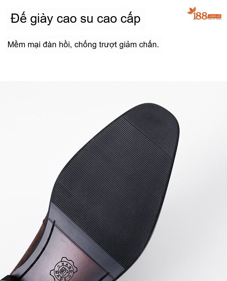 Giày Lười Nam Da Mờ Phong Cách Anh Quốc Chiều Cao Đế Khoảng 2cm Màu Nâu, Xanh Navy chi tiết 7