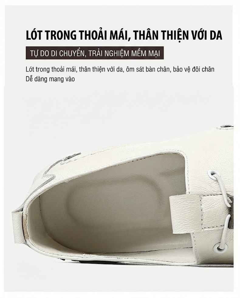 Giày Lười Nam Da Mờ Size Lớn Chiều Cao Đế Khoảng 2cm Màu Đen, Trắng chi tiết 8