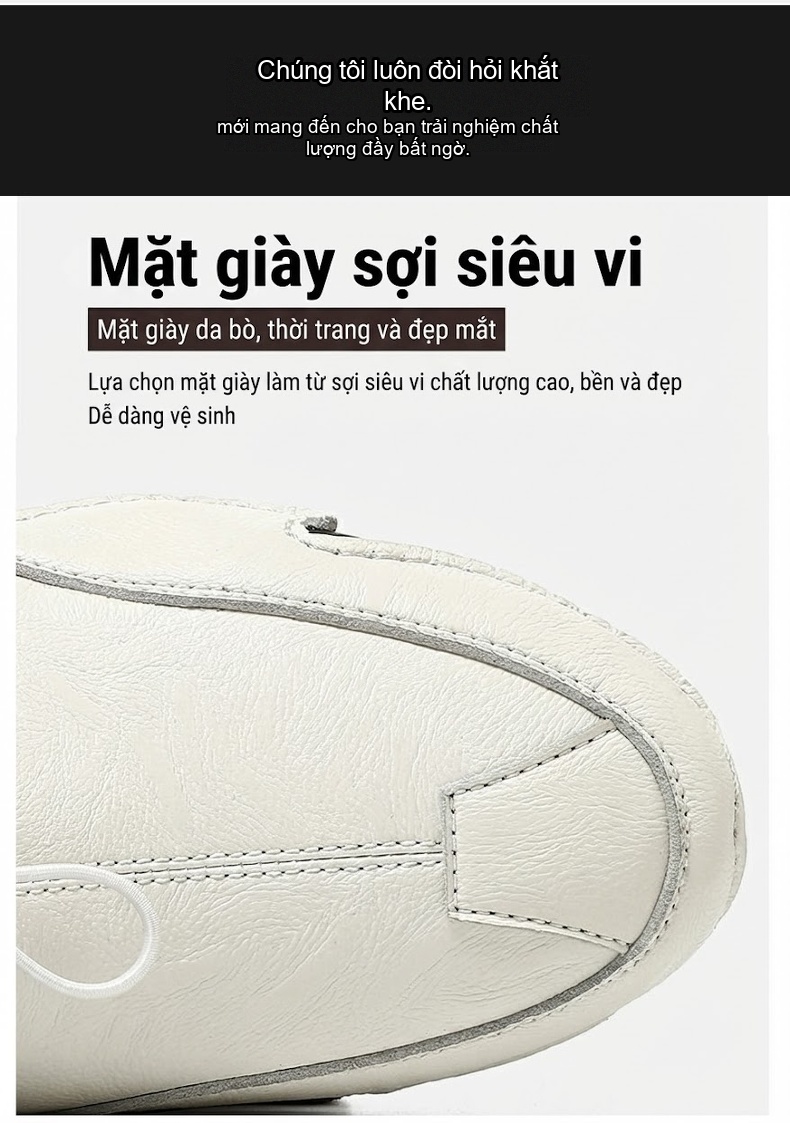Giày Lười Nam Da Mờ Size Lớn Chiều Cao Đế Khoảng 2cm Màu Đen, Trắng chi tiết 7