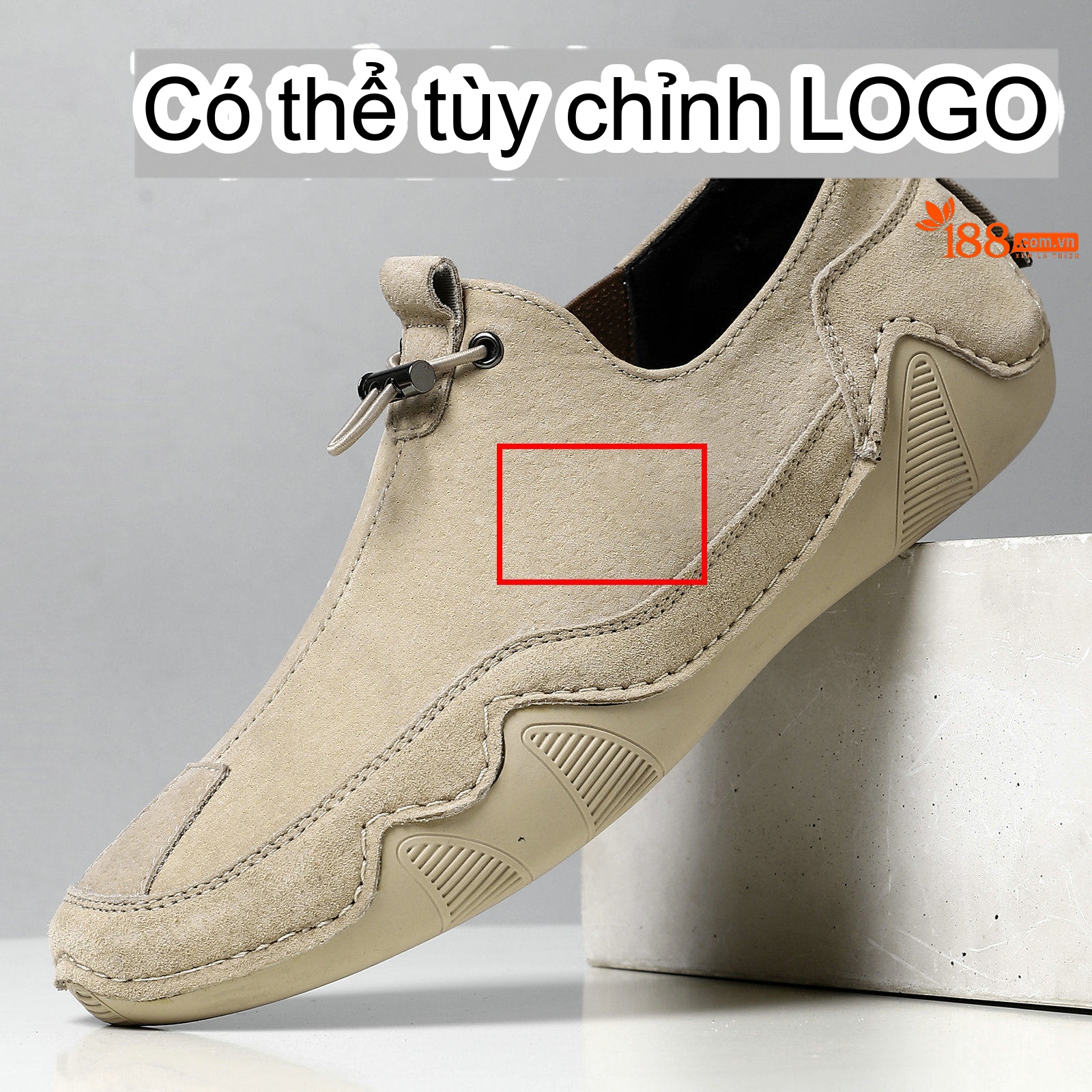 Giày Lười Nam Da Mờ Thoáng Khí Chiều Cao Đế Khoảng 2cm Màu Xám, Be