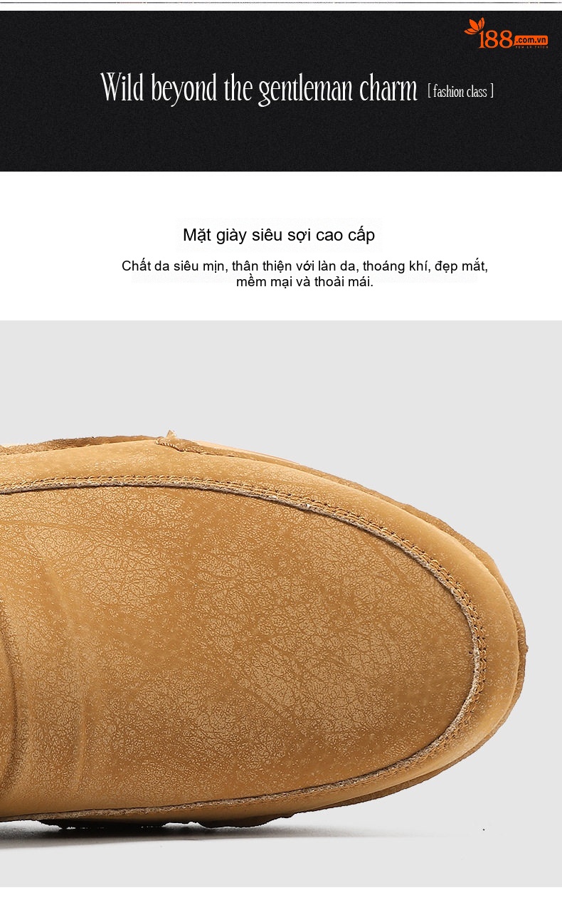 Giày Lười Nam Da Mờ Thoáng Khí Chiều Cao Đế Khoảng 3cm Màu Nâu, Trắng, Đen, Xám... chi tiết 5