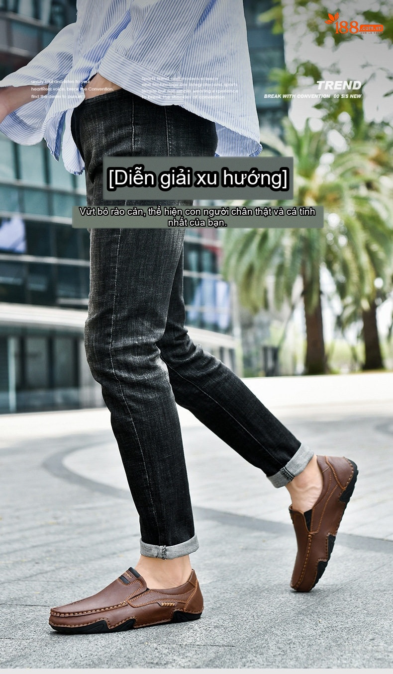 Giày Lười Nam Da Mờ Thủ Công Chiều Cao Đế Khoảng 2cm Màu Nâu, Đen, Xám chi tiết 1