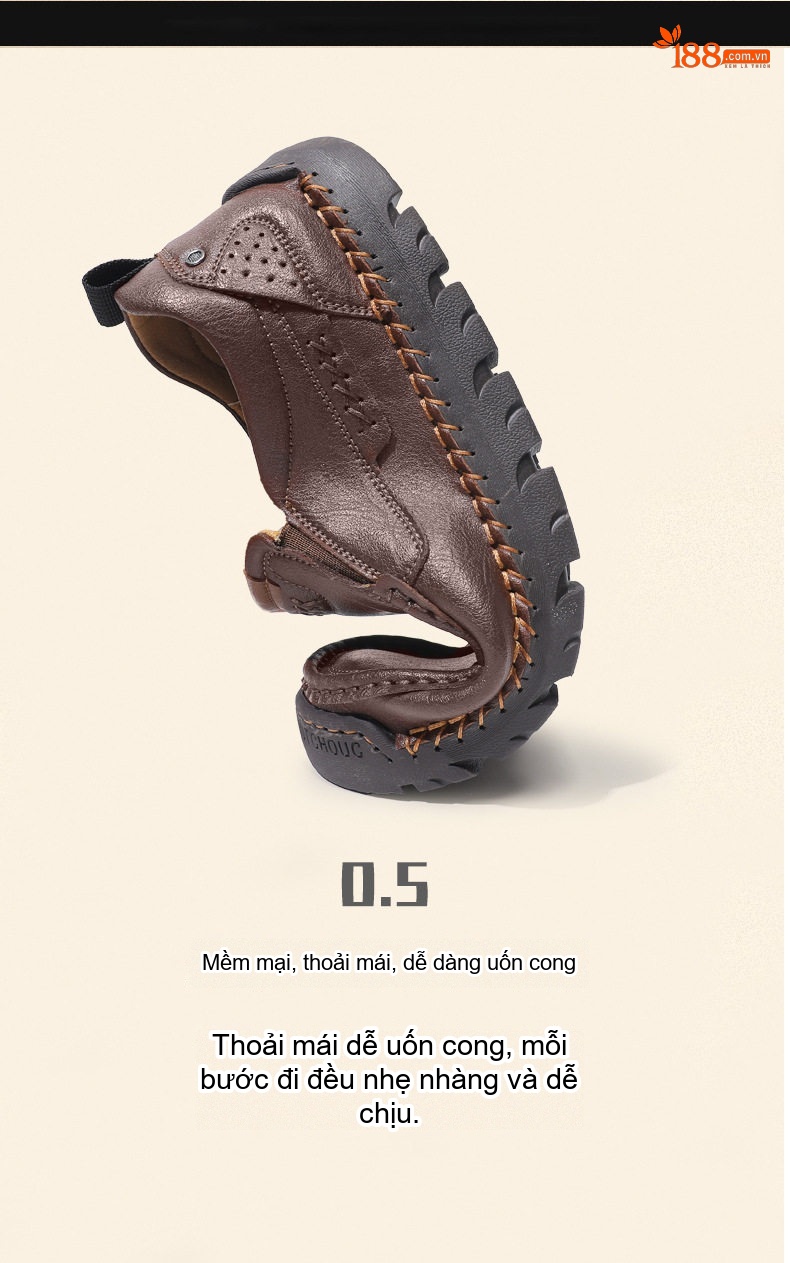 Giày Lười Nam Da Thật Chiều Cao Đế Khoảng 2cm Màu Nâu, Xám chi tiết 13