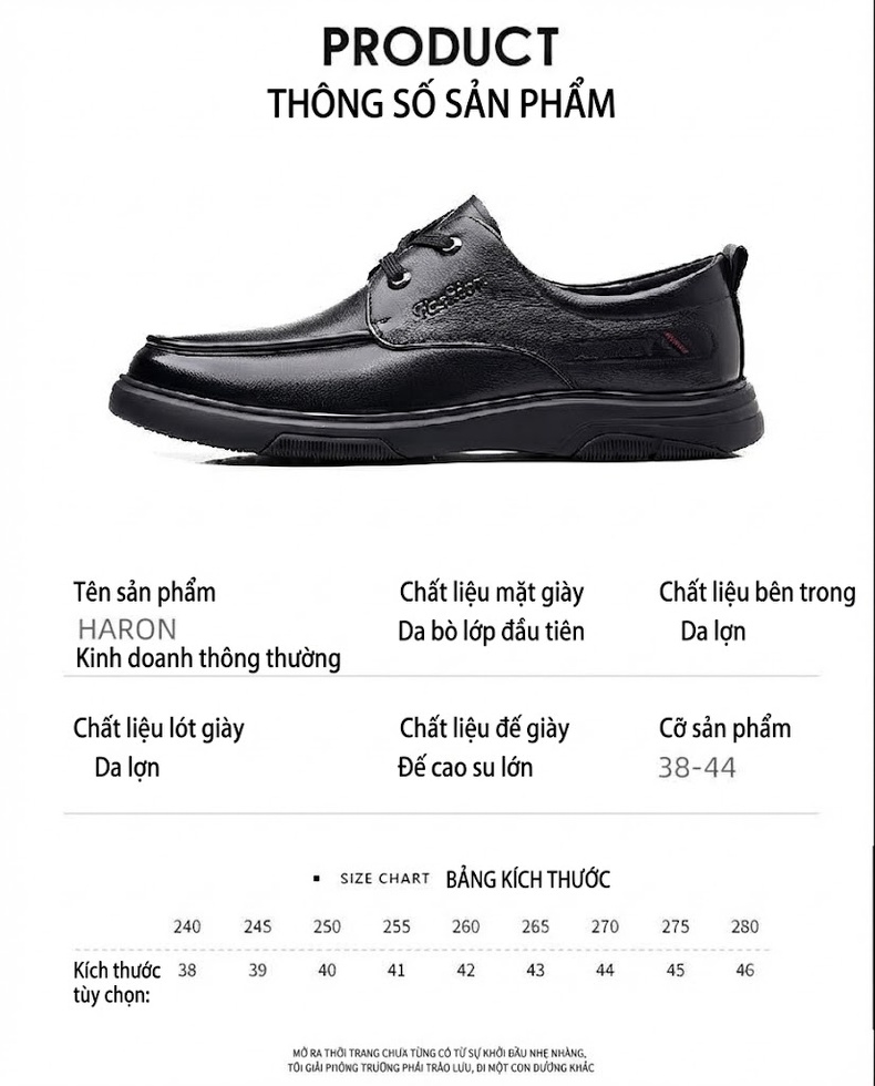 Giày Lười Nam Da Thật Công Sở Chiều Cao Đế Khoảng 3cm Màu Đen chi tiết 5