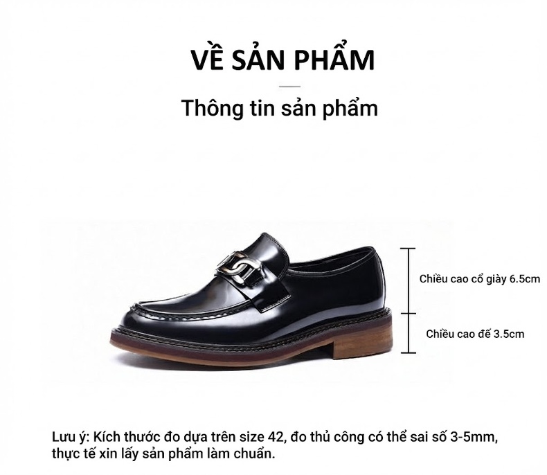 Giày Lười Nam Da Thật Đế Dày Chiều Cao Đế Khoảng 3cm Màu Nâu chi tiết 10