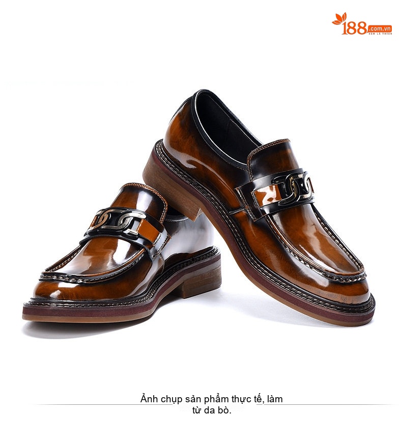 Giày Lười Nam Da Thật Đế Dày Chiều Cao Đế Khoảng 3cm Màu Nâu chi tiết 21