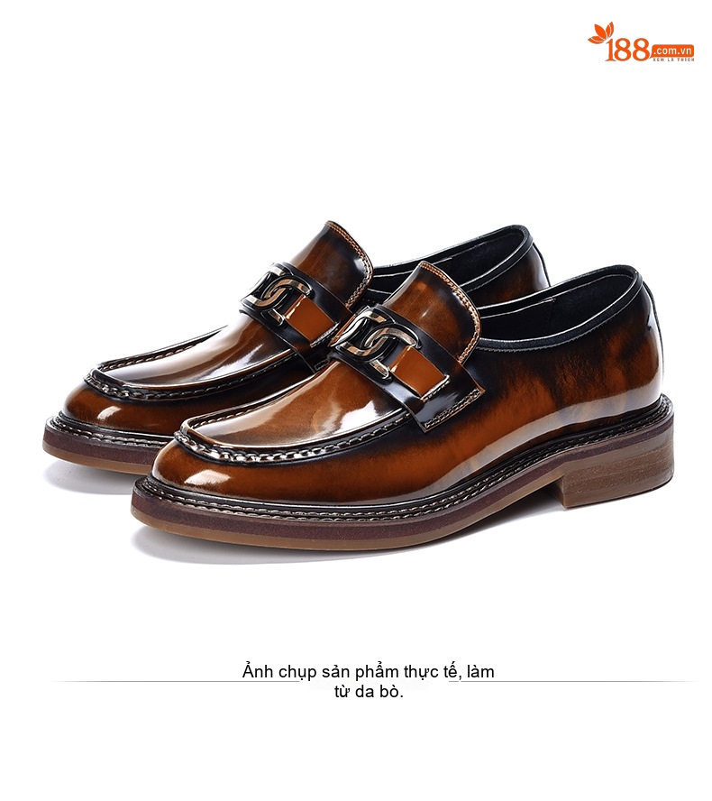 Giày Lười Nam Da Thật Đế Dày Chiều Cao Đế Khoảng 3cm Màu Nâu chi tiết 22