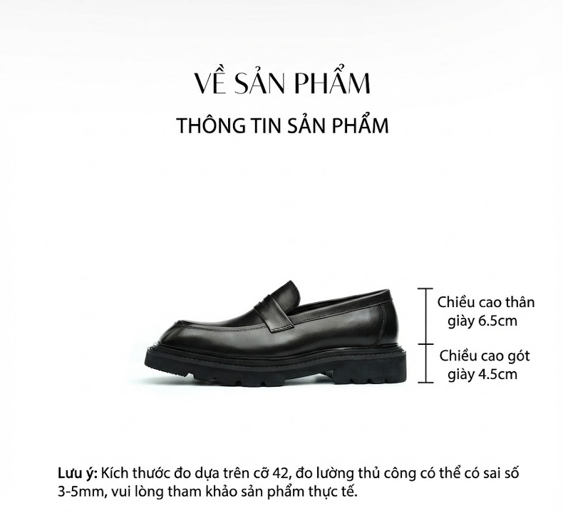 Giày Lười Nam Da Thật Đế Dày Chiều Cao Đế Khoảng 4cm Màu Đen, Nâu chi tiết 8