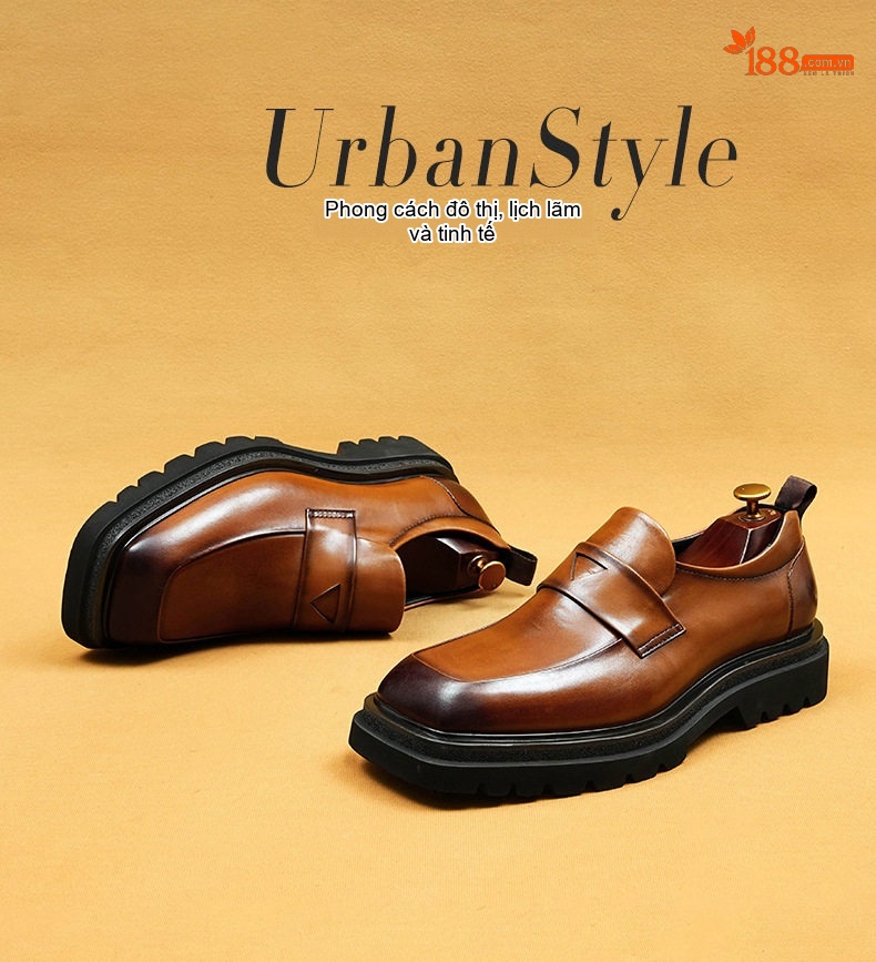 Giày Lười Nam Da Thật Đế Dày Chiều Cao Đế Khoảng 4cm Màu Đen, Nâu chi tiết 1