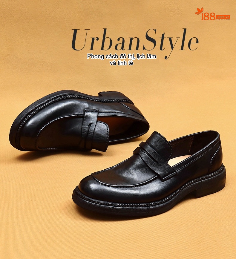Giày Lười Nam Da Thật Goodyear Đế Dày Chiều Cao Đế Khoảng 3cm Màu Đen, Nâu chi tiết 2