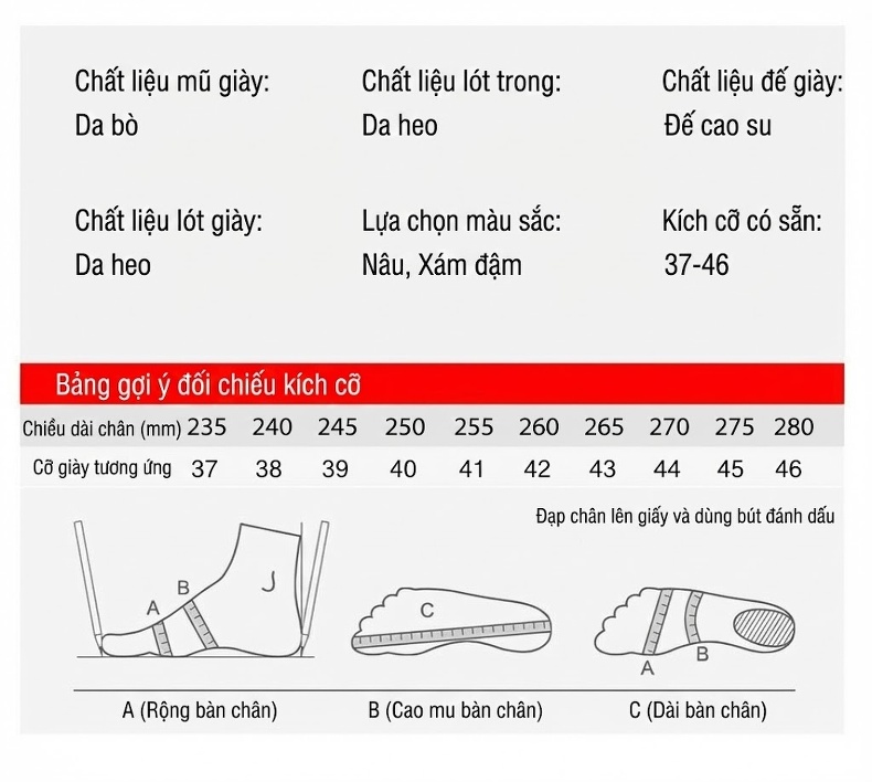 Giày Lười Nam Da Thật Khắc Hoa Văn Chiều Cao Đế Khoảng 2.5cm Màu Nâu, Đen chi tiết 9